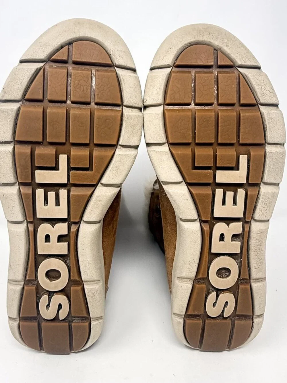 Sorel Explorer Joan Ankle Boots Women's 7.5 Tan Suede Lace Up Fur Trim NL3039
